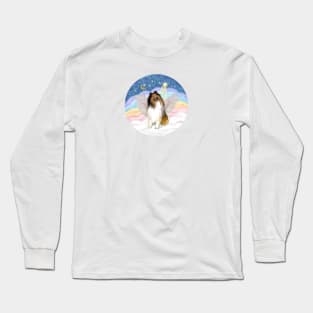 A Sable and White Collie Floats in Heavens CLouds Long Sleeve T-Shirt